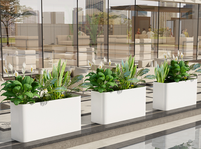 กระถางดอกไม้สแตนเลสและเหล็กชุบสังกะสี