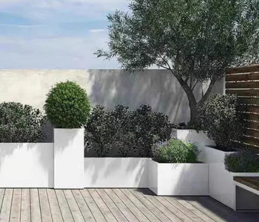 กระถางดอกไม้สแตนเลสและเหล็กชุบสังกะสี