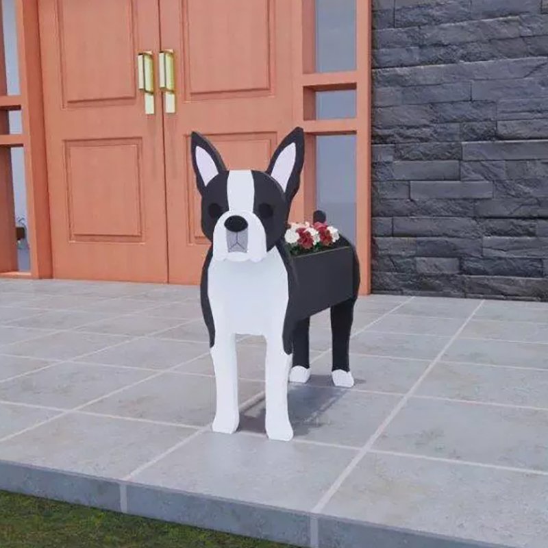 กล่องปลูกดอกไม้ไม้ขนาดใหญ่ พร้อมที่วางต้นไม้รูปสัตว์ 