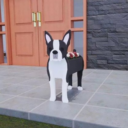 กล่องปลูกดอกไม้ไม้ขนาดใหญ่ พร้อมที่วางต้นไม้รูปสัตว์ 