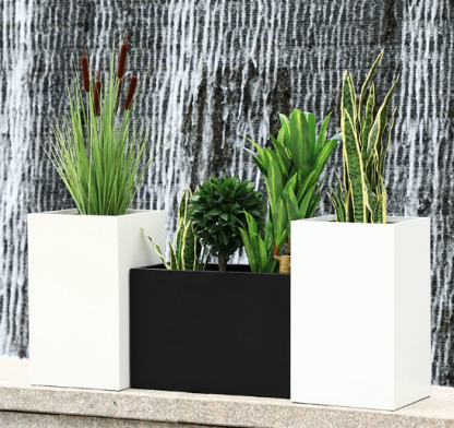 กระถางดอกไม้สแตนเลสและเหล็กชุบสังกะสี