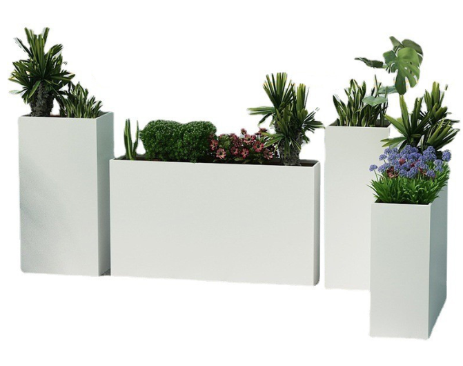 กระถางดอกไม้สแตนเลสและเหล็กชุบสังกะสี