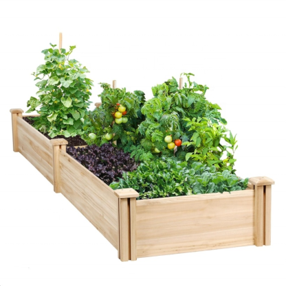 กล่องปลูกต้นไม้ยกสูงขนาดใหญ่ที่ทำจากไม้