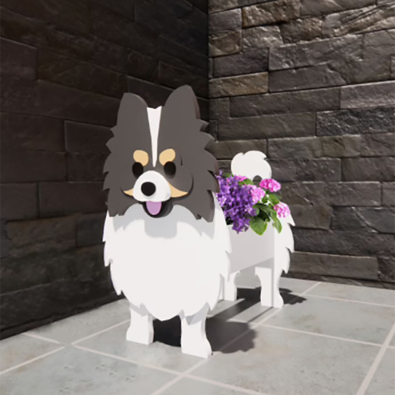 กล่องปลูกดอกไม้ไม้ขนาดใหญ่ พร้อมที่วางต้นไม้รูปสัตว์ 