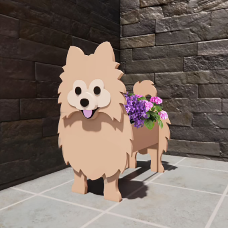 กล่องปลูกดอกไม้ไม้ขนาดใหญ่ พร้อมที่วางต้นไม้รูปสัตว์ 