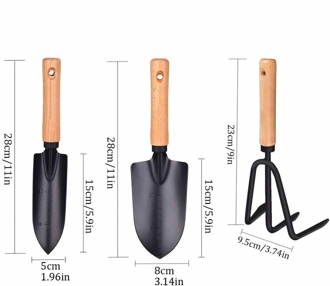 戶外園藝木柄不鏽鋼多用途工具組