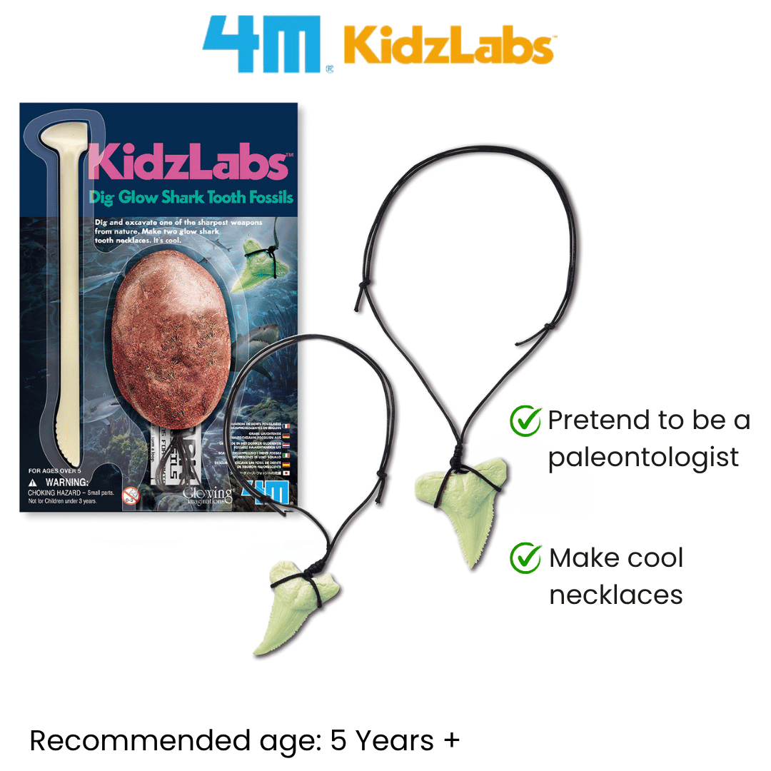[NEW ARRIVAL] 4M Mini KidzLabs / Dig Glow Shark Tooth Fossils - STEAM Education Toys
