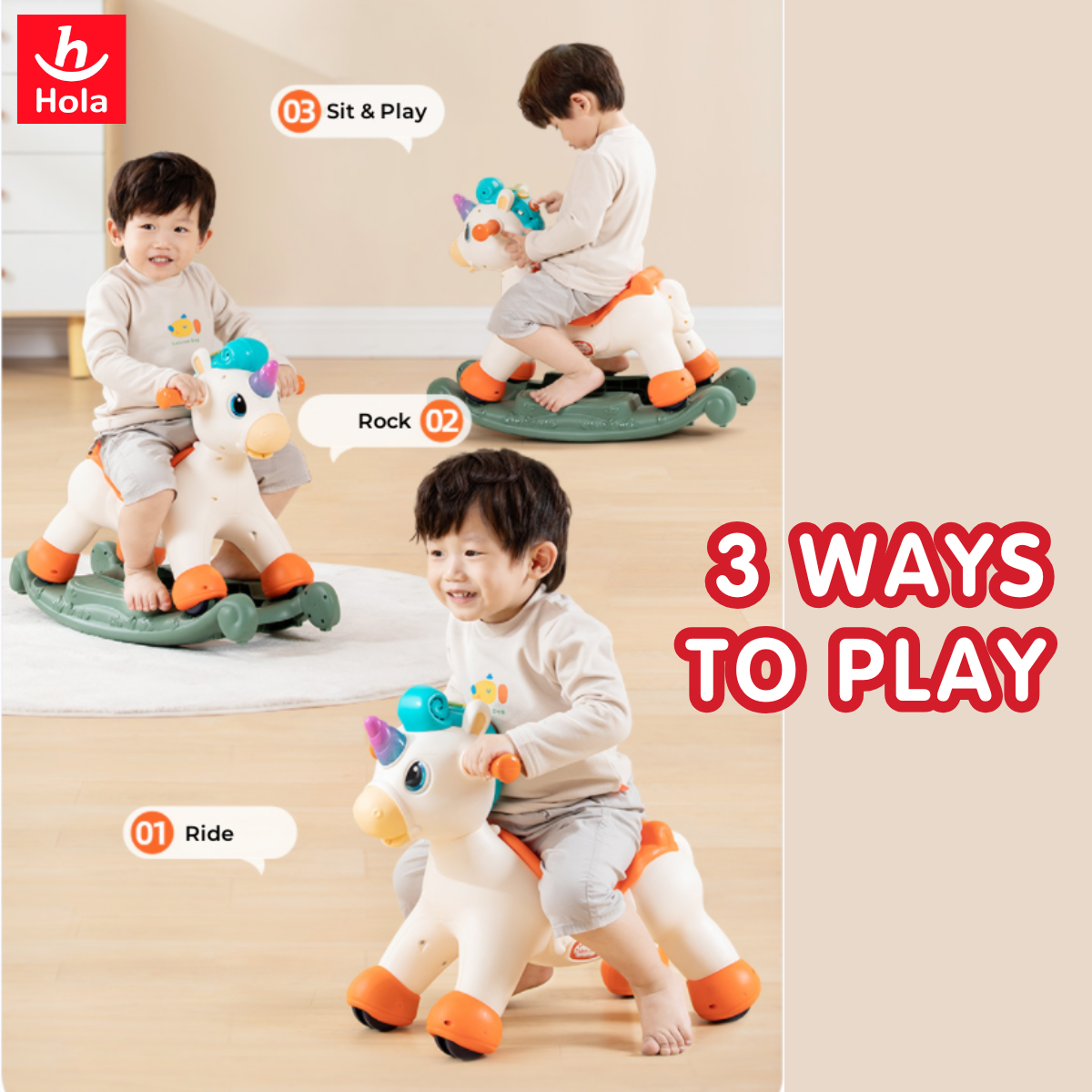 [NEW ARRIVAL] Hola 3-in-1 Rock & Ride Spray Unicorn