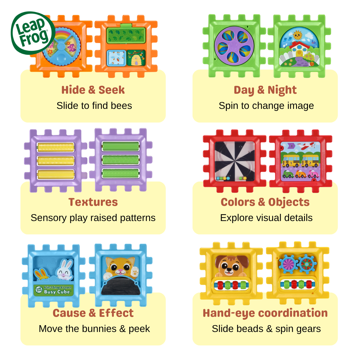 [NEW ARRIVAL] LeapFrog 6-in-1 Snap & Learn Busy Cube Motor Skills Baby Toy 12 Sides of Play