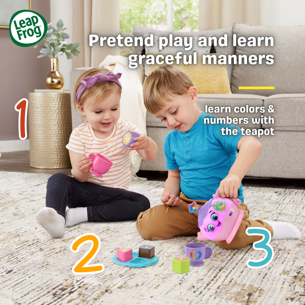 [NEW ARRIVAL] LeapFrog Sip & Learn Tea Set Pretend Play Teatime Set
