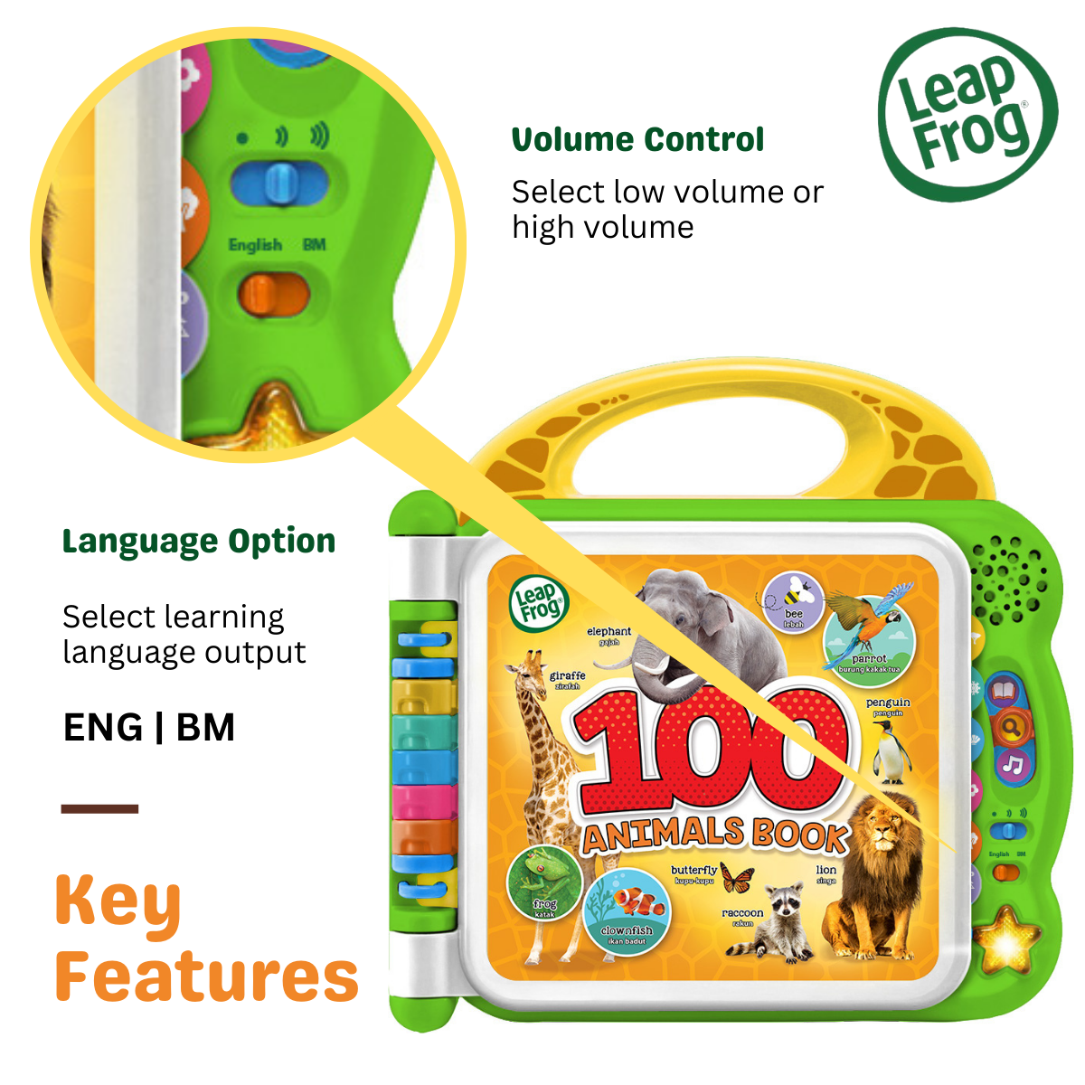 LeapFrog English & Bahasa Malaysia - 100 Animals Book