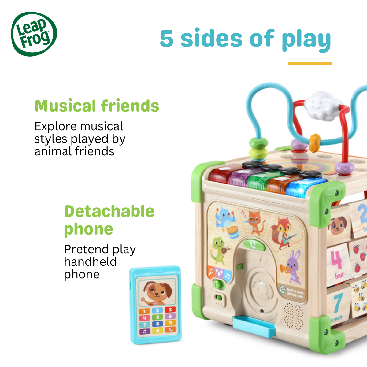 LeapFrog Touch & Learn Wooden Activity Cube Discovery Toy
