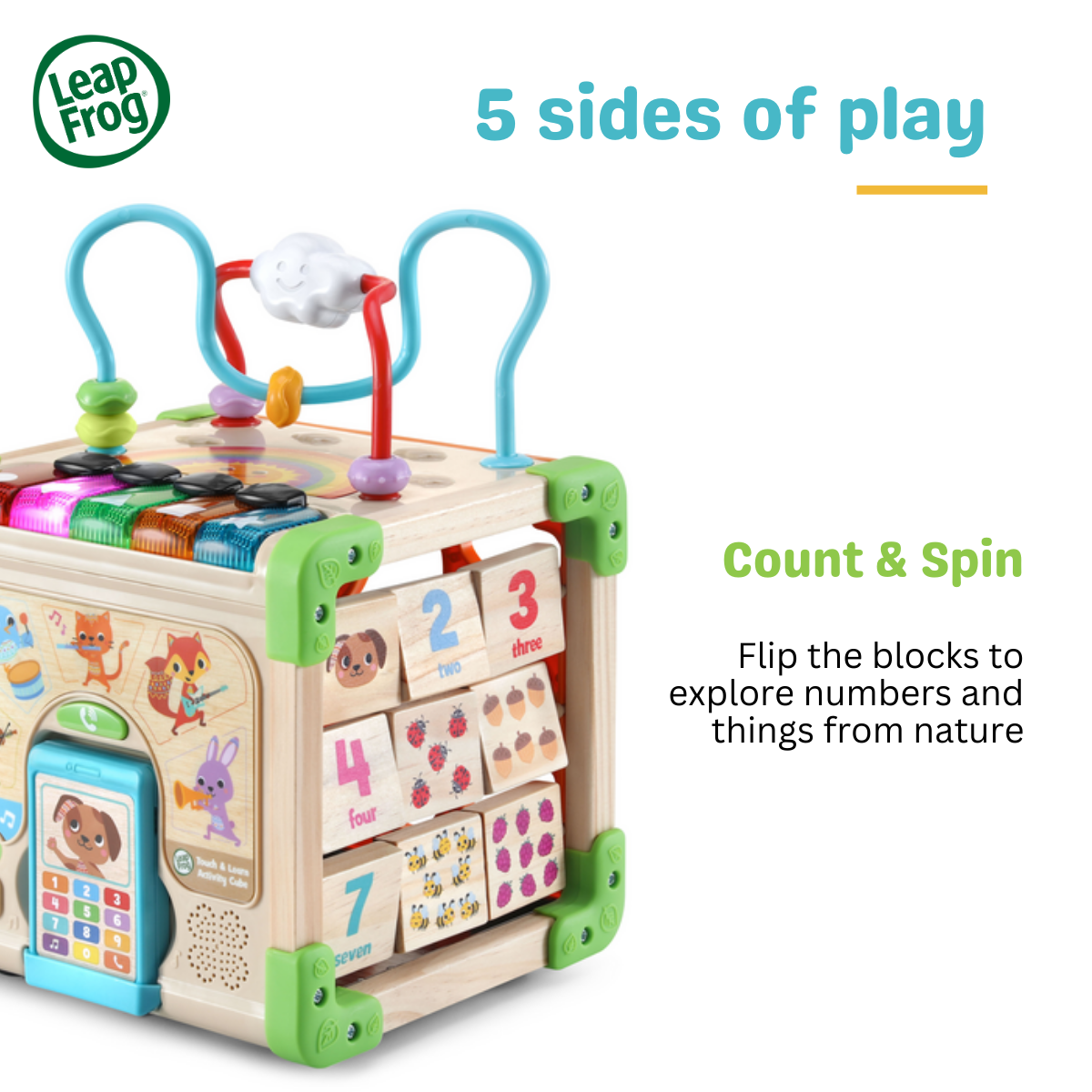LeapFrog Touch & Learn Wooden Activity Cube Discovery Toy