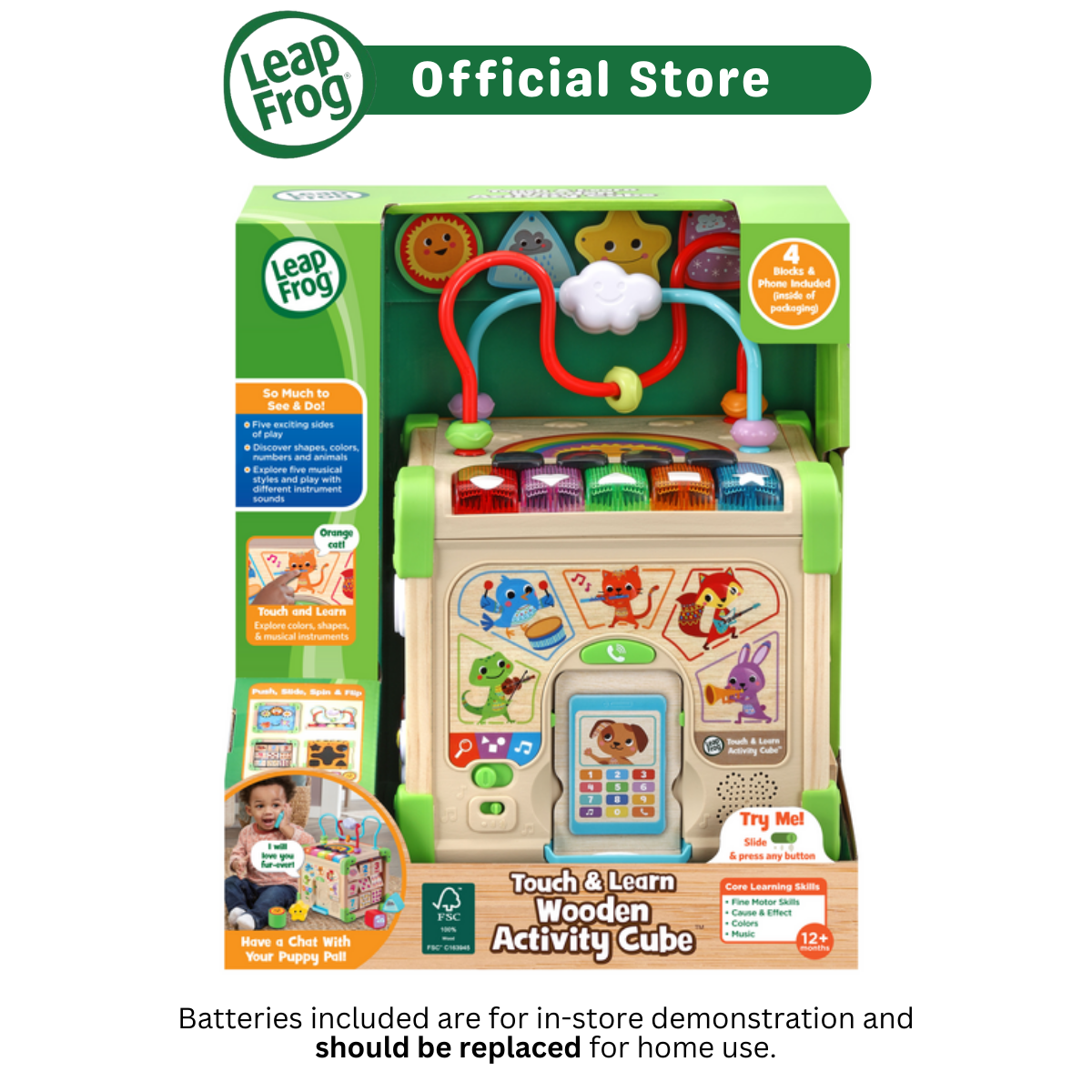 LeapFrog Touch & Learn Wooden Activity Cube Discovery Toy