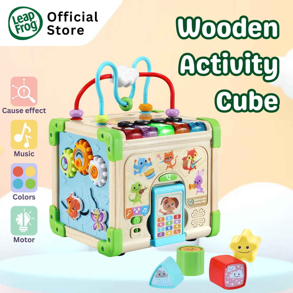 LeapFrog Touch & Learn Wooden Activity Cube Discovery Toy