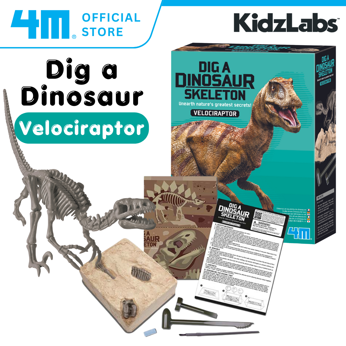4M KidzLabs / Dig a Velociraptor Skeleton