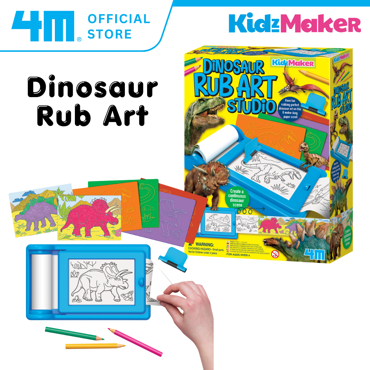 4M KidzMaker - Dinosaur Rub Art Studio
