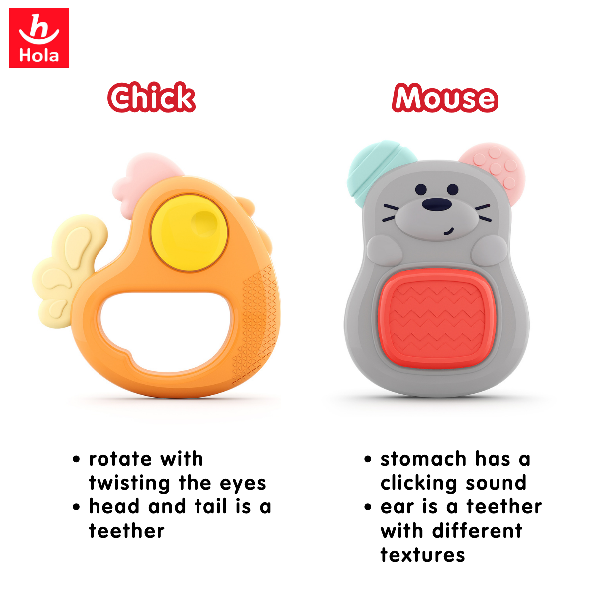 Hola Forest Baby Teether (5 models assorted/5 pcs in box)