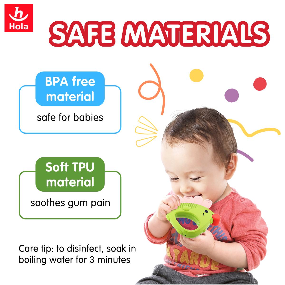 Hola Forest Baby Teether (5 models assorted/5 pcs in box)
