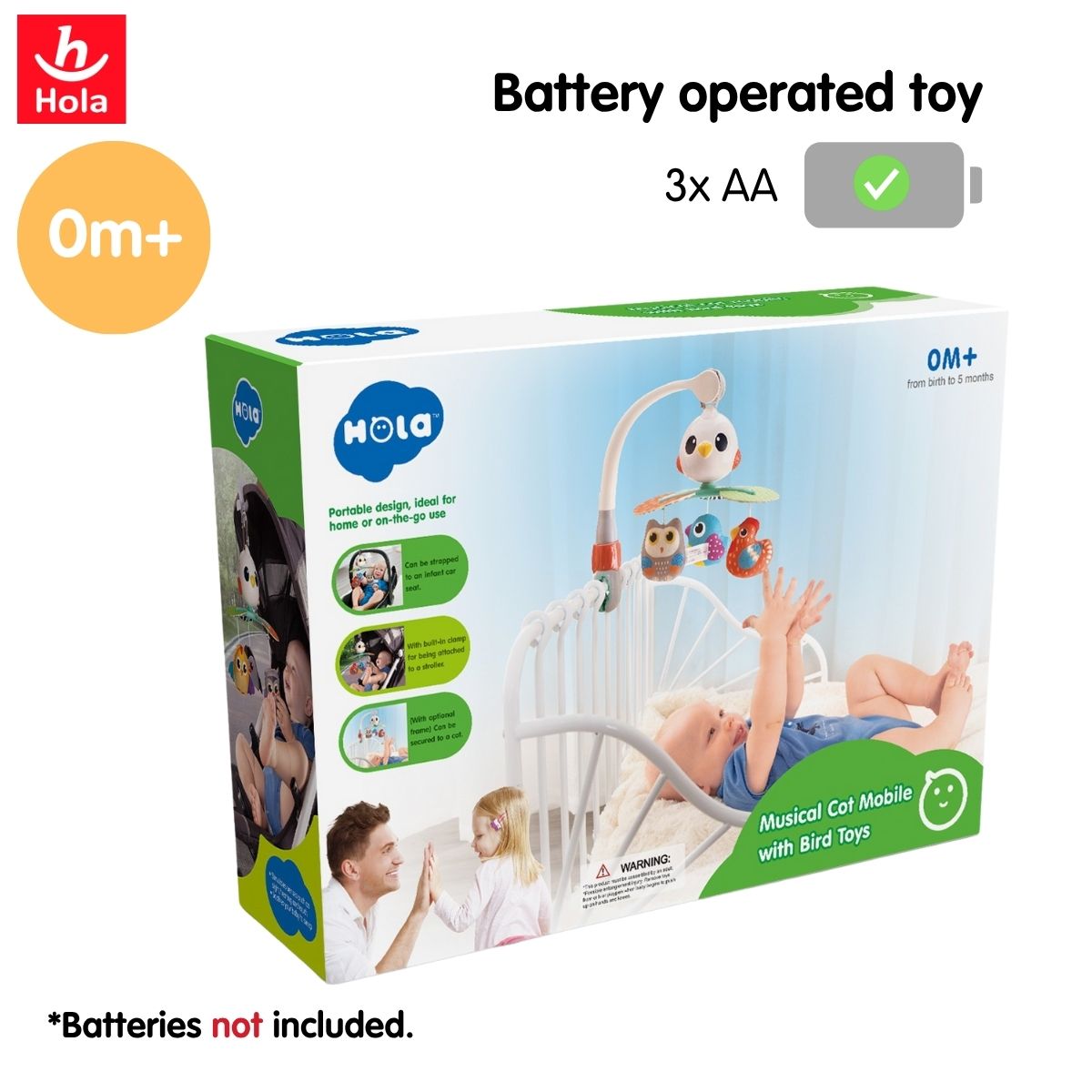 Hola Musical Cot Mobile with Bird Toys