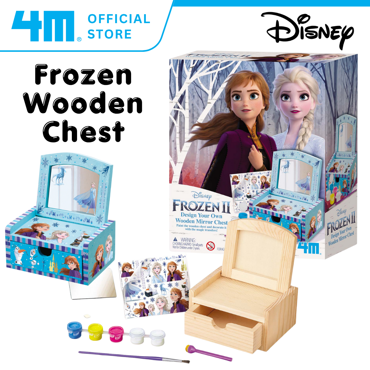 4M Disney Frozen II Design your own wooden mirror chest