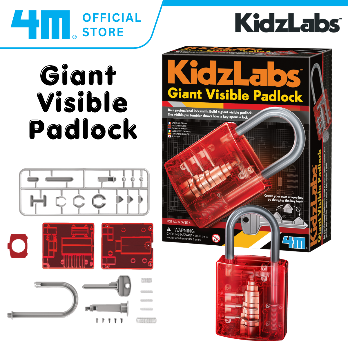 4M Steam Education Toys - KidzLabs / Giant Visible Padlock