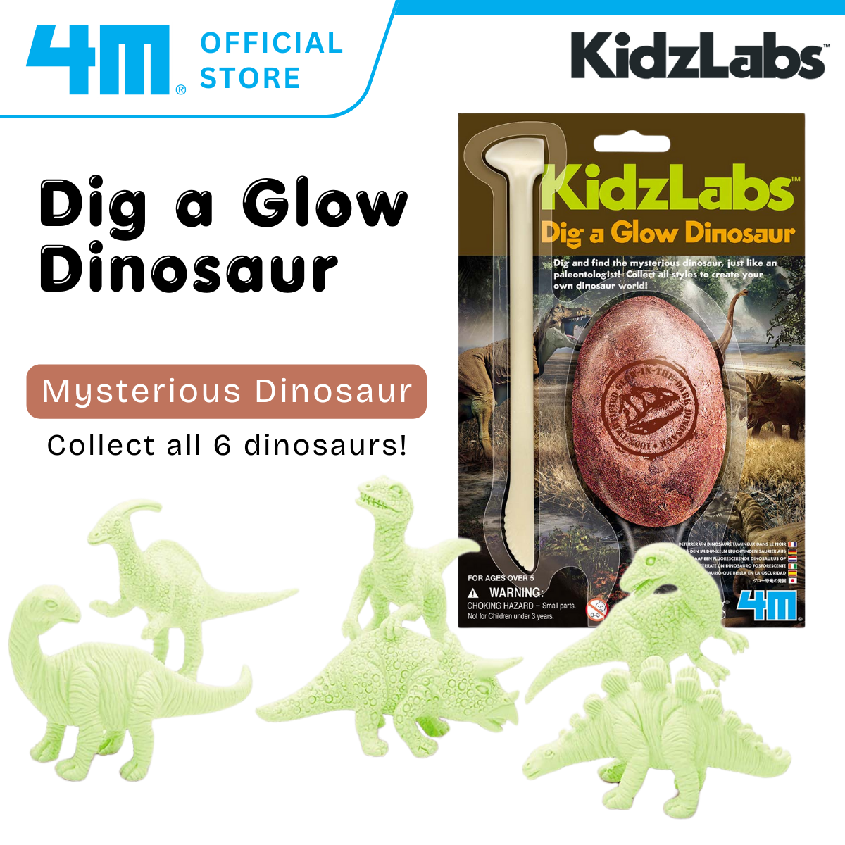 4M Steam Education Toys - KidzLabs / Dig a Glow Dinosaur