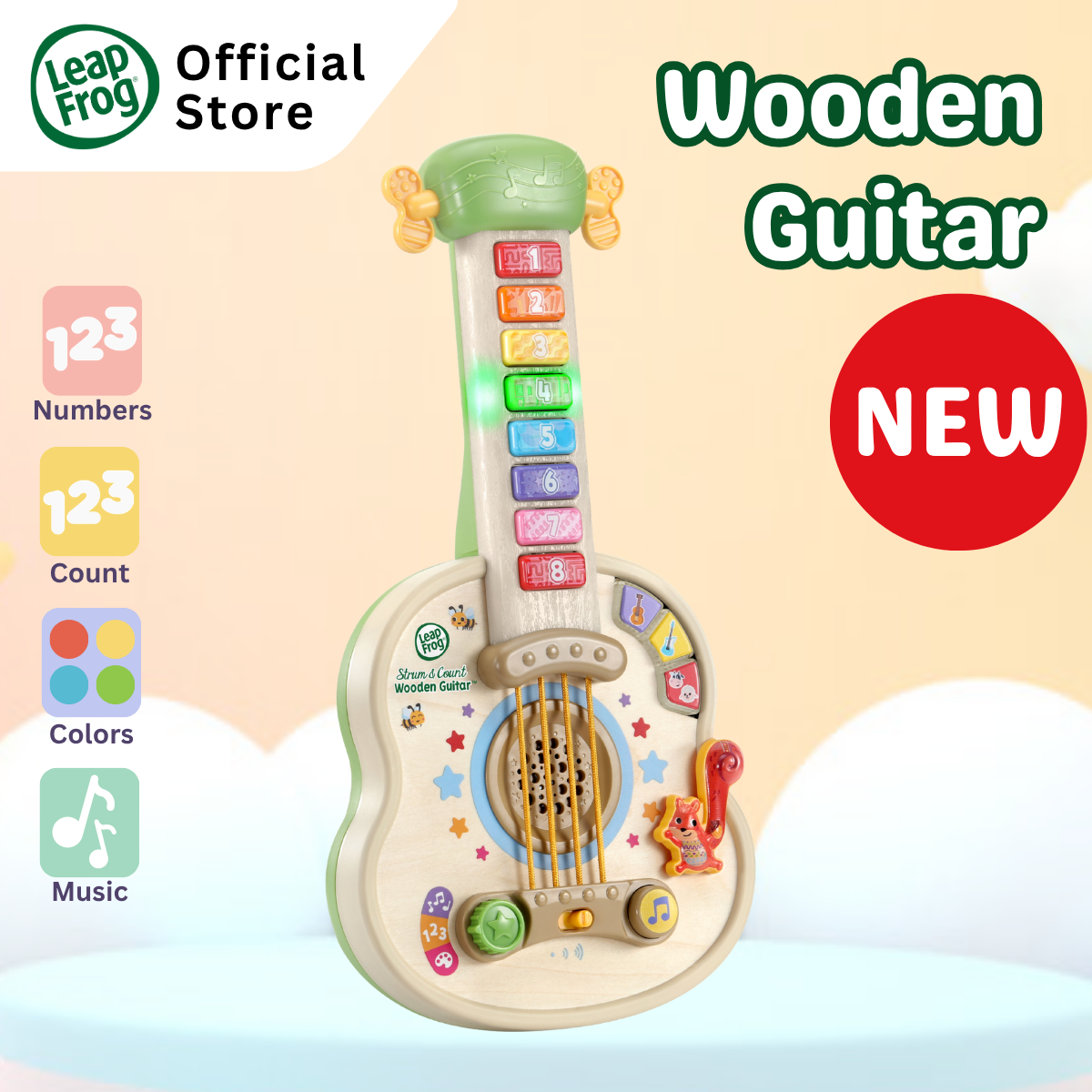 [NEW ARRIVAL] LeapFrog Strum & Count Wooden Guitar