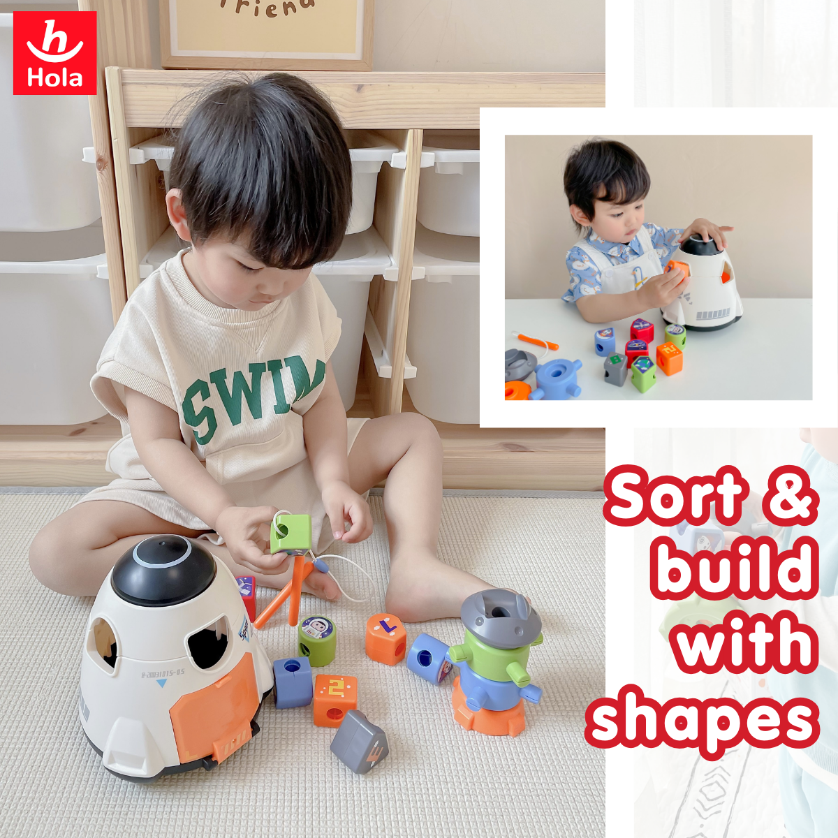 Hola Magic Toy Spaceship Shape Sorter Building Set