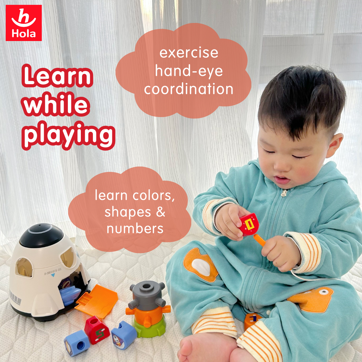 Hola Magic Toy Spaceship Shape Sorter Building Set