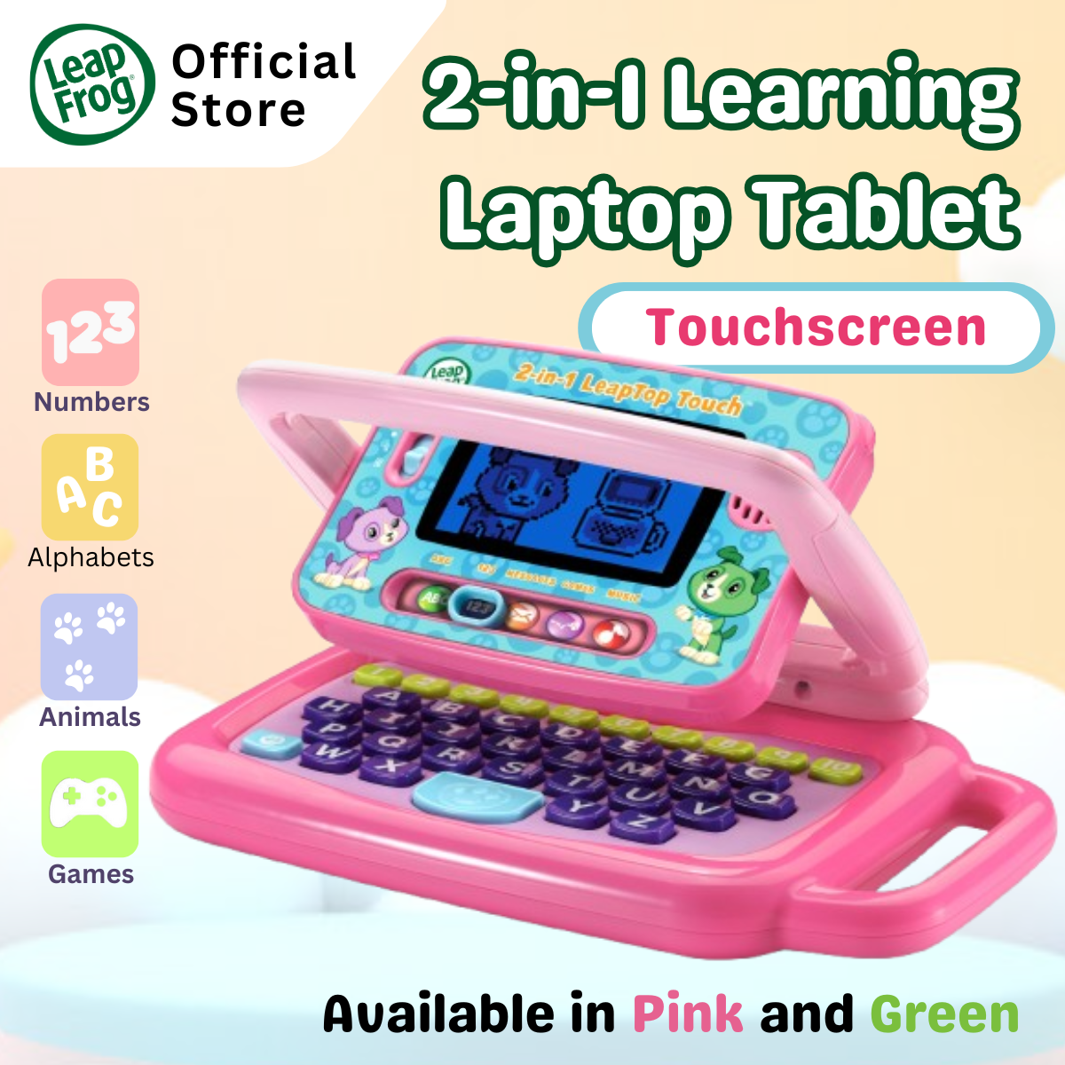 LeapFrog 2 in 1 LeapTop Touch Green & Pink