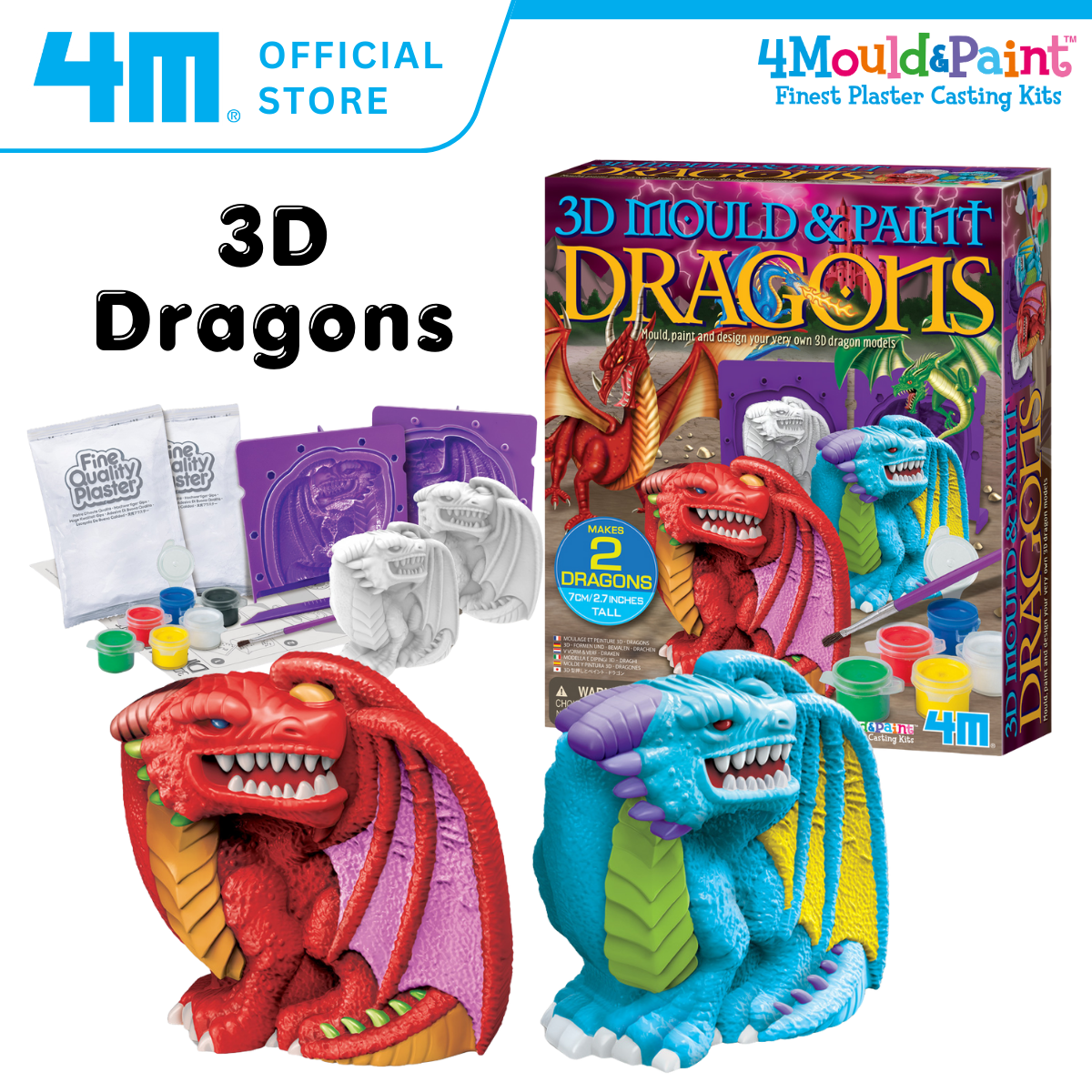 4M Steam Education Toys - Mould & Paint / 3D Dragons