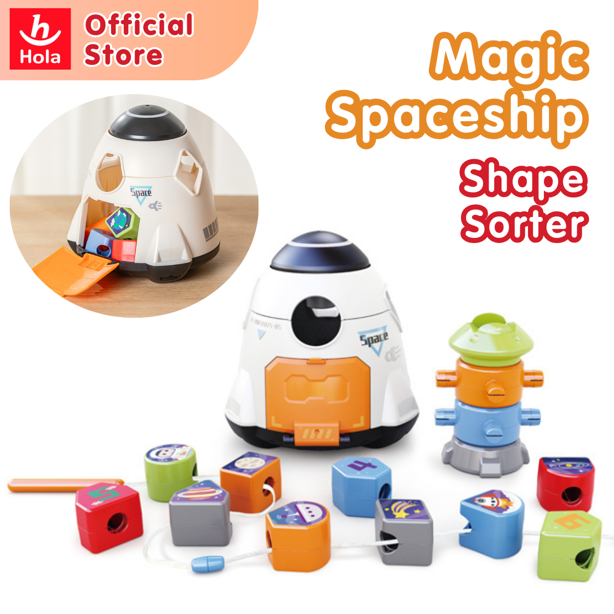 Hola Magic Toy Spaceship Shape Sorter Building Set