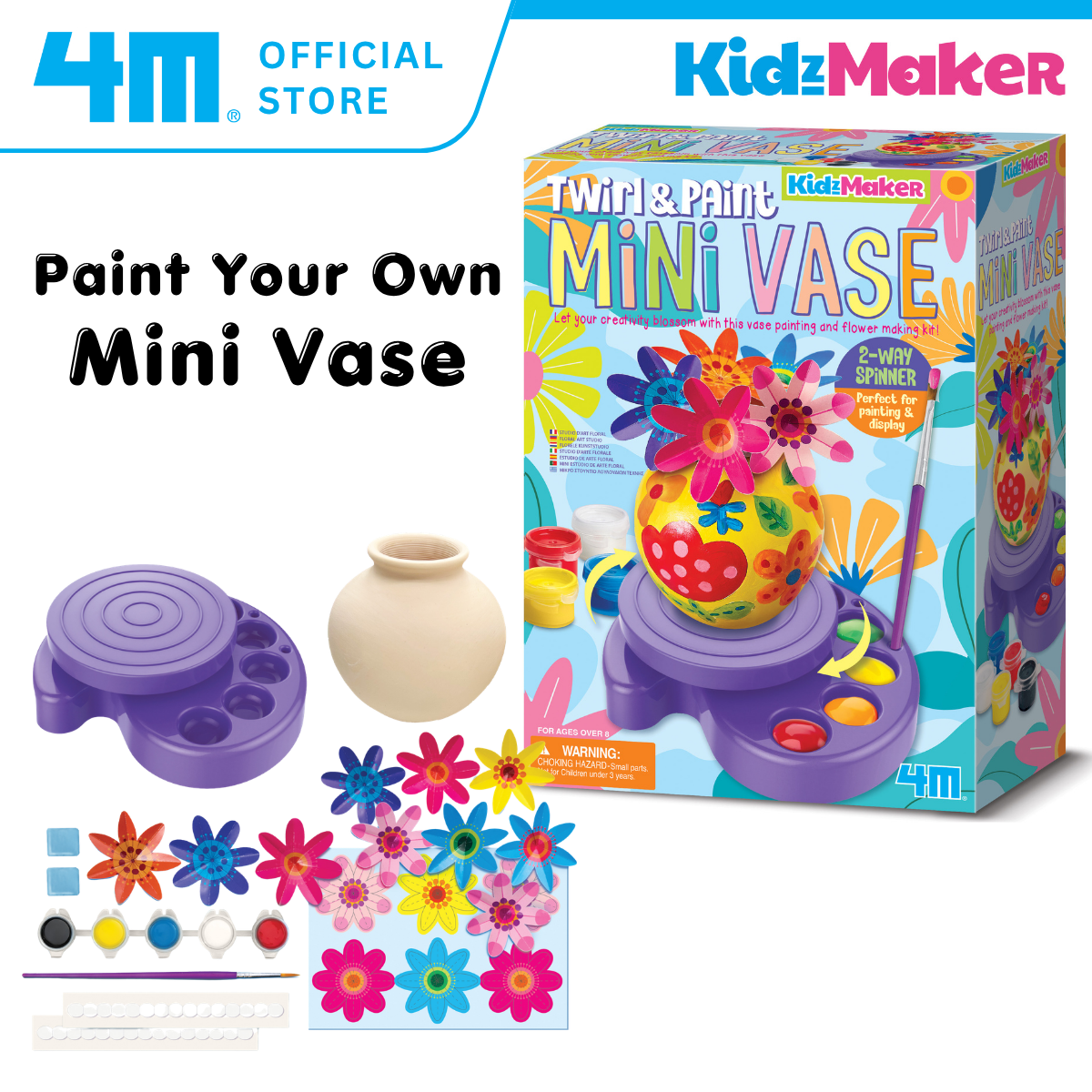 [NEW ARRIVAL] 4M KidzMaker / Twirl & Paint Mini Vase - STEAM Education Toys
