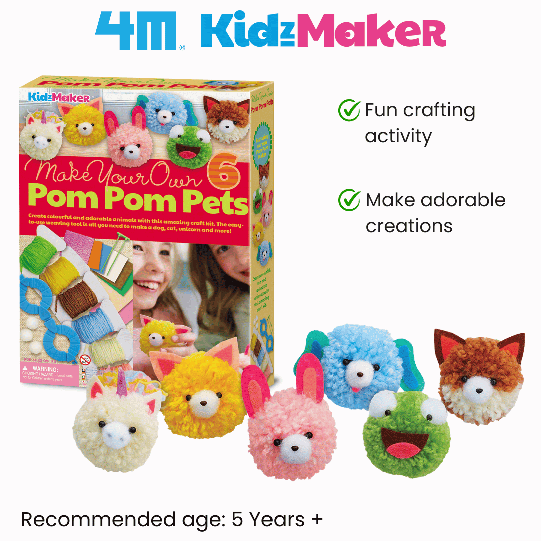 [NEW ARRIVAL] 4M KidzMaker / Make Your Own Pom Pom Pets - STEAM Education Toys