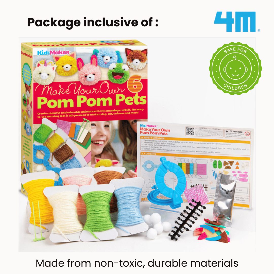 [NEW ARRIVAL] 4M KidzMaker / Make Your Own Pom Pom Pets - STEAM Education Toys
