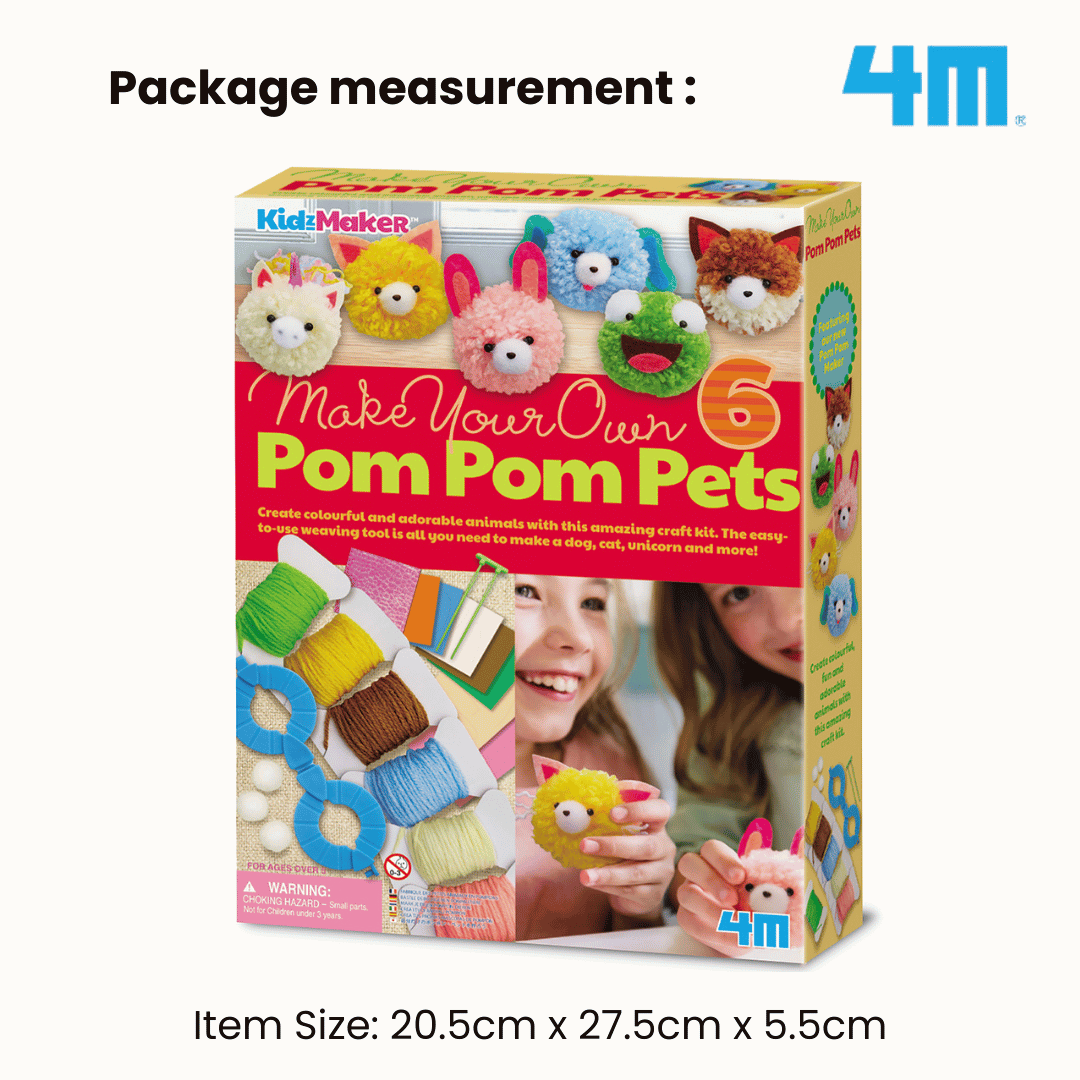[NEW ARRIVAL] 4M KidzMaker / Make Your Own Pom Pom Pets - STEAM Education Toys