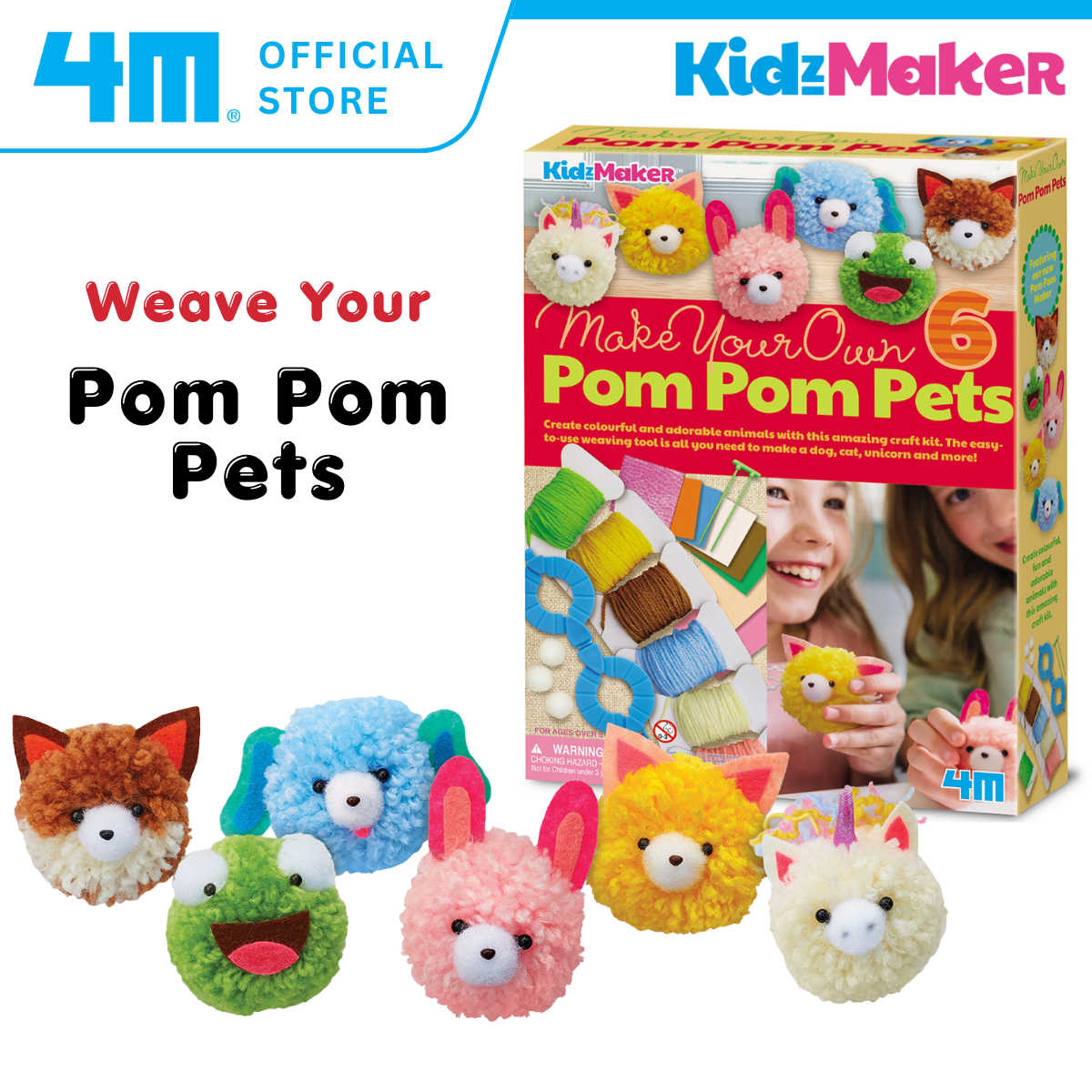 [NEW ARRIVAL] 4M KidzMaker / Make Your Own Pom Pom Pets - STEAM Education Toys