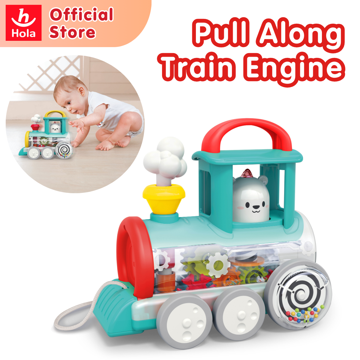 Hola Push Along Train Engine (2 color assorted)