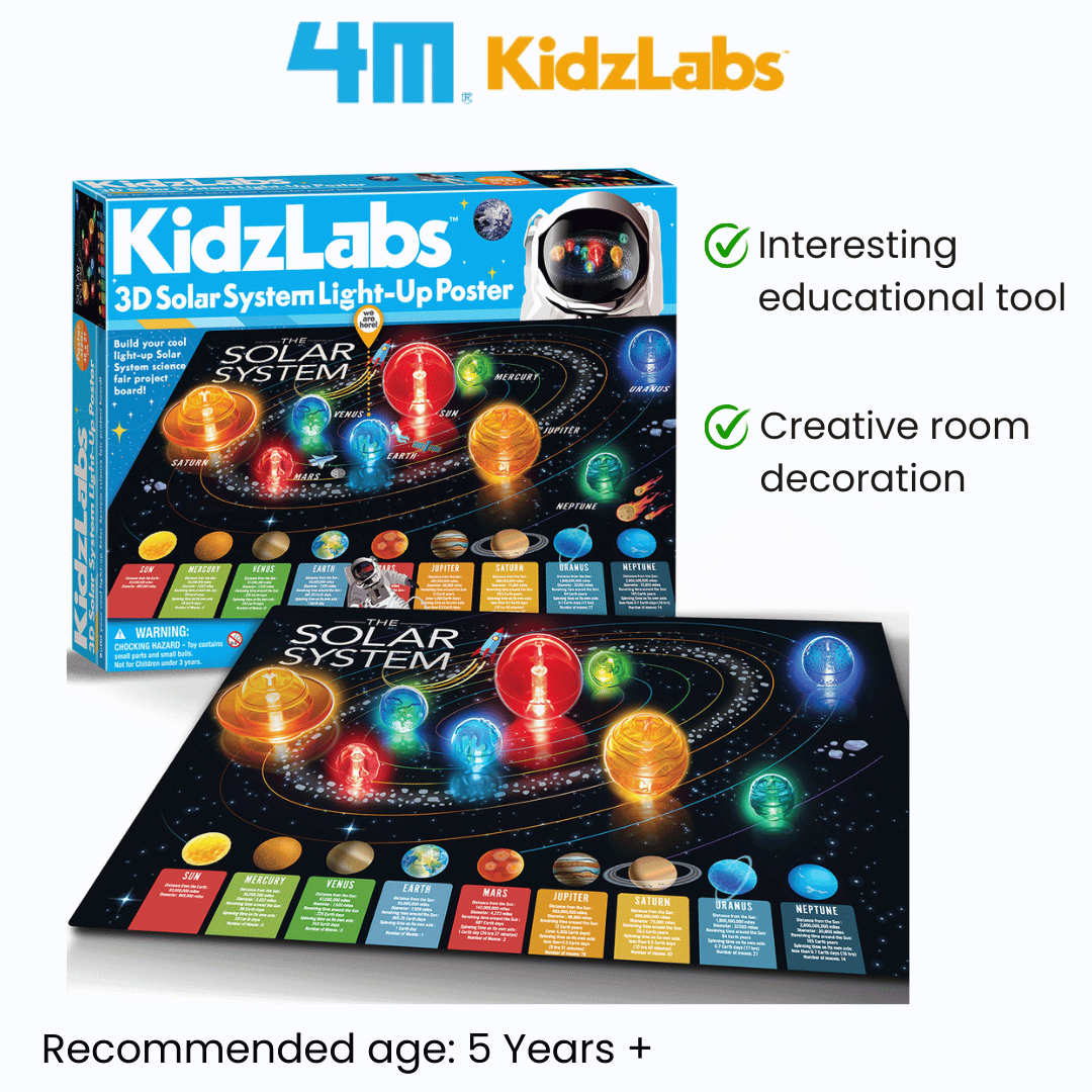 4M Steam Education Toys - KidzLabs / 3D Solar System Light-up Poster