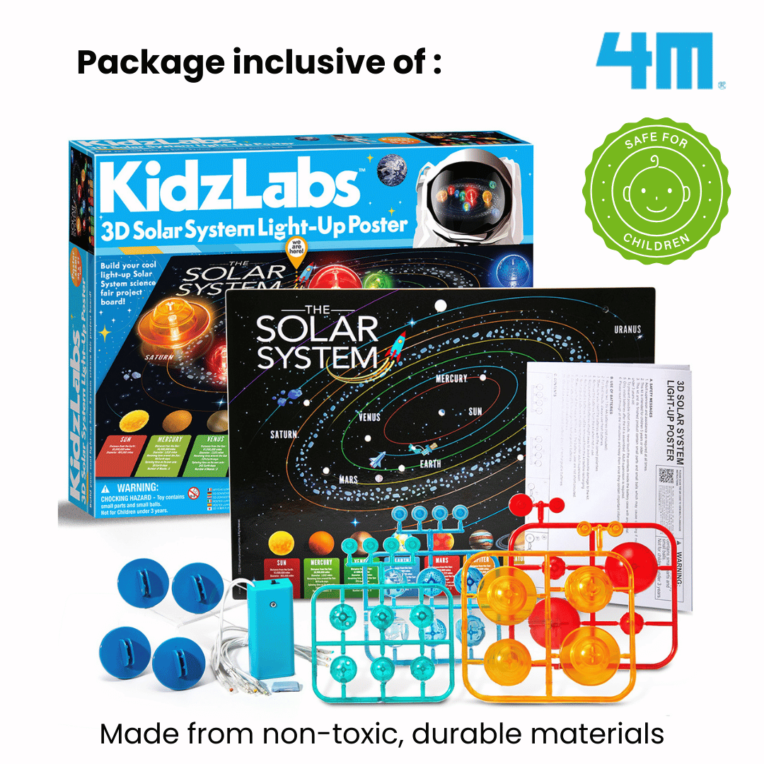 4M Steam Education Toys - KidzLabs / 3D Solar System Light-up Poster
