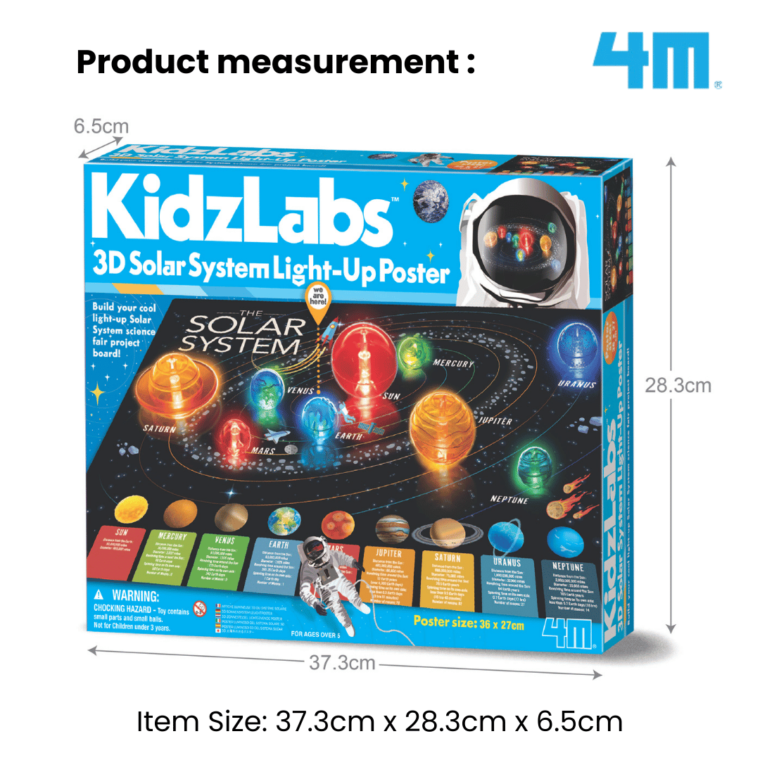 4M Steam Education Toys - KidzLabs / 3D Solar System Light-up Poster