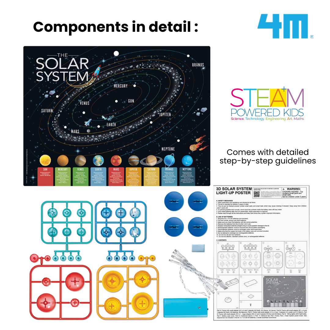 4M Steam Education Toys - KidzLabs / 3D Solar System Light-up Poster