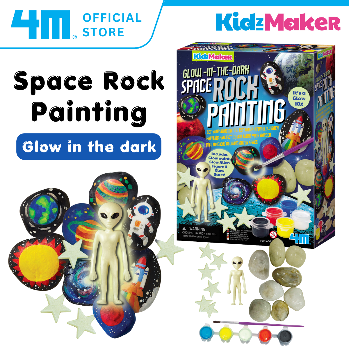 4M Steam Education Toys - KidzMaker / Glow-in-the-Dark Space Rock Painting