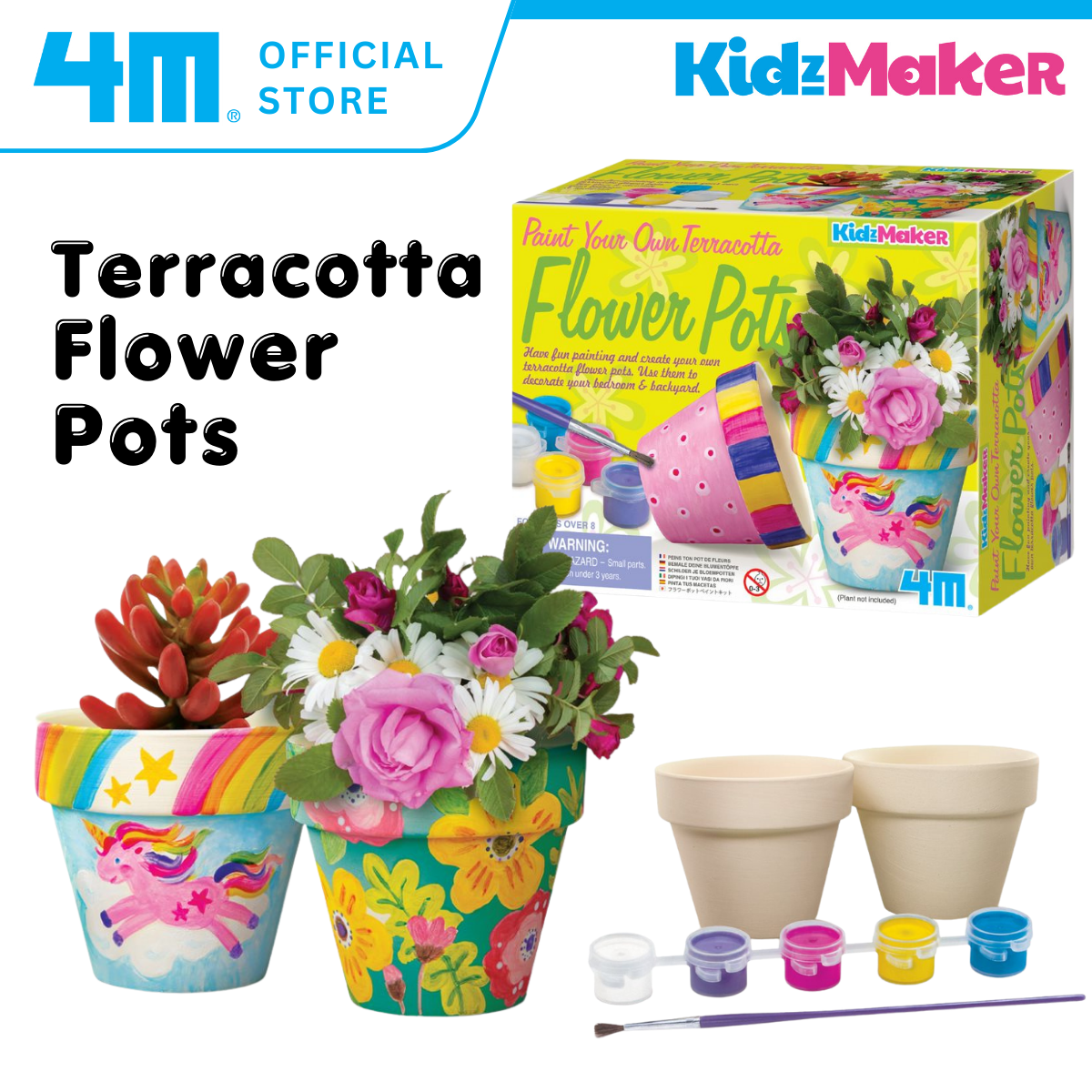 4M Steam Education Toys - KidzMaker / Paint Your Own Terracotta Flower Pots