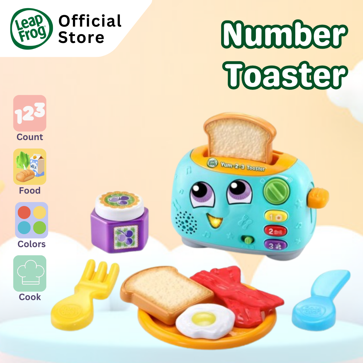 LeapFrog Yum-2-3 Toaster Pretend Play Toy Set