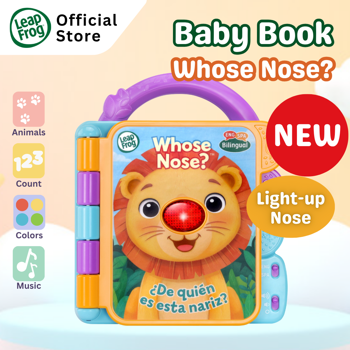[NEW ARRIVAL] LeapFrog Whose Nose? - Bilingual English/Spanish Musical Activity Book