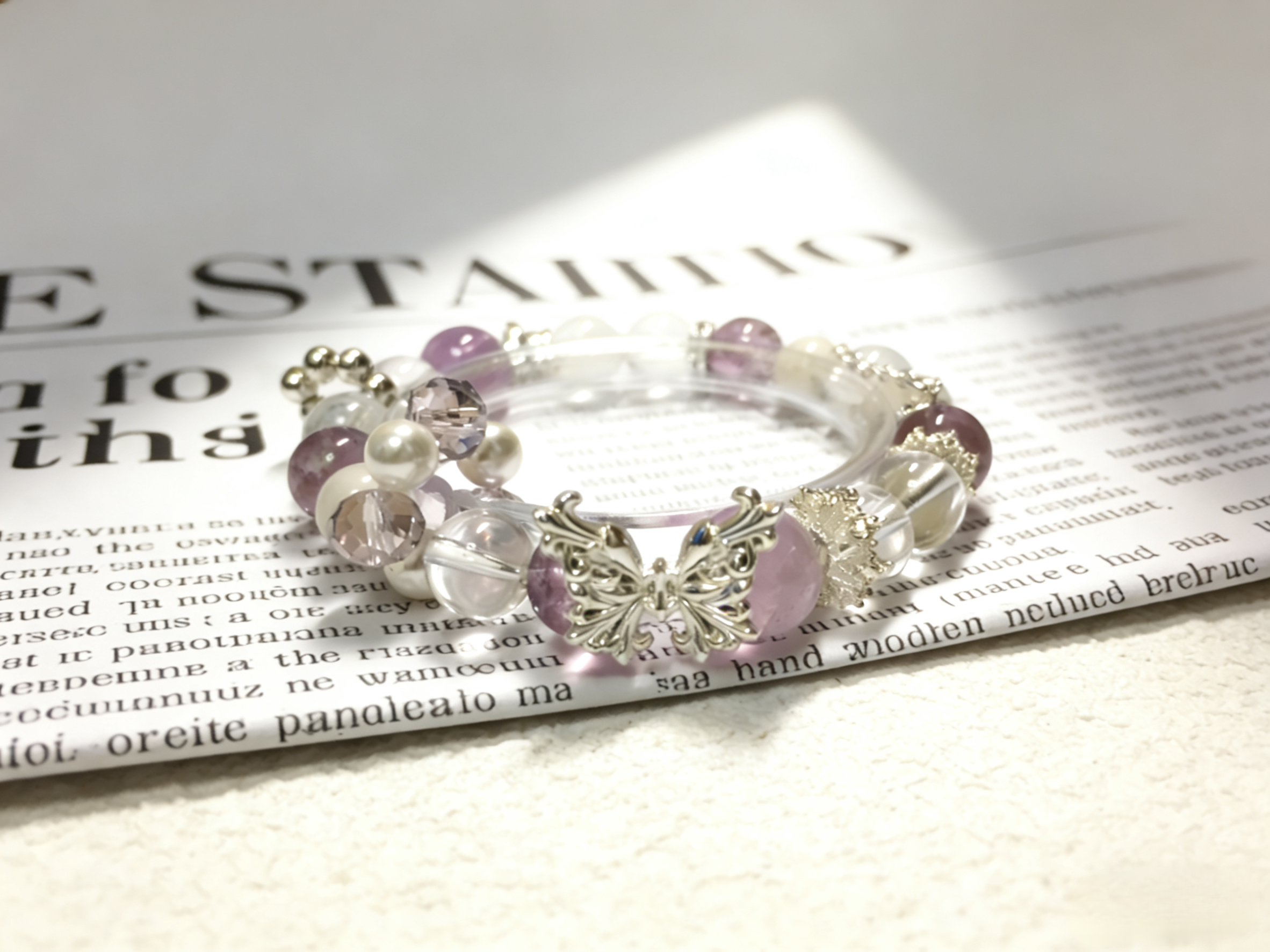 Snow Crystal Contemplation·Amethyst & White Snowflake Concentration Bracelet - Silver-Plated Ring Mind-Concentrating Bracelet 