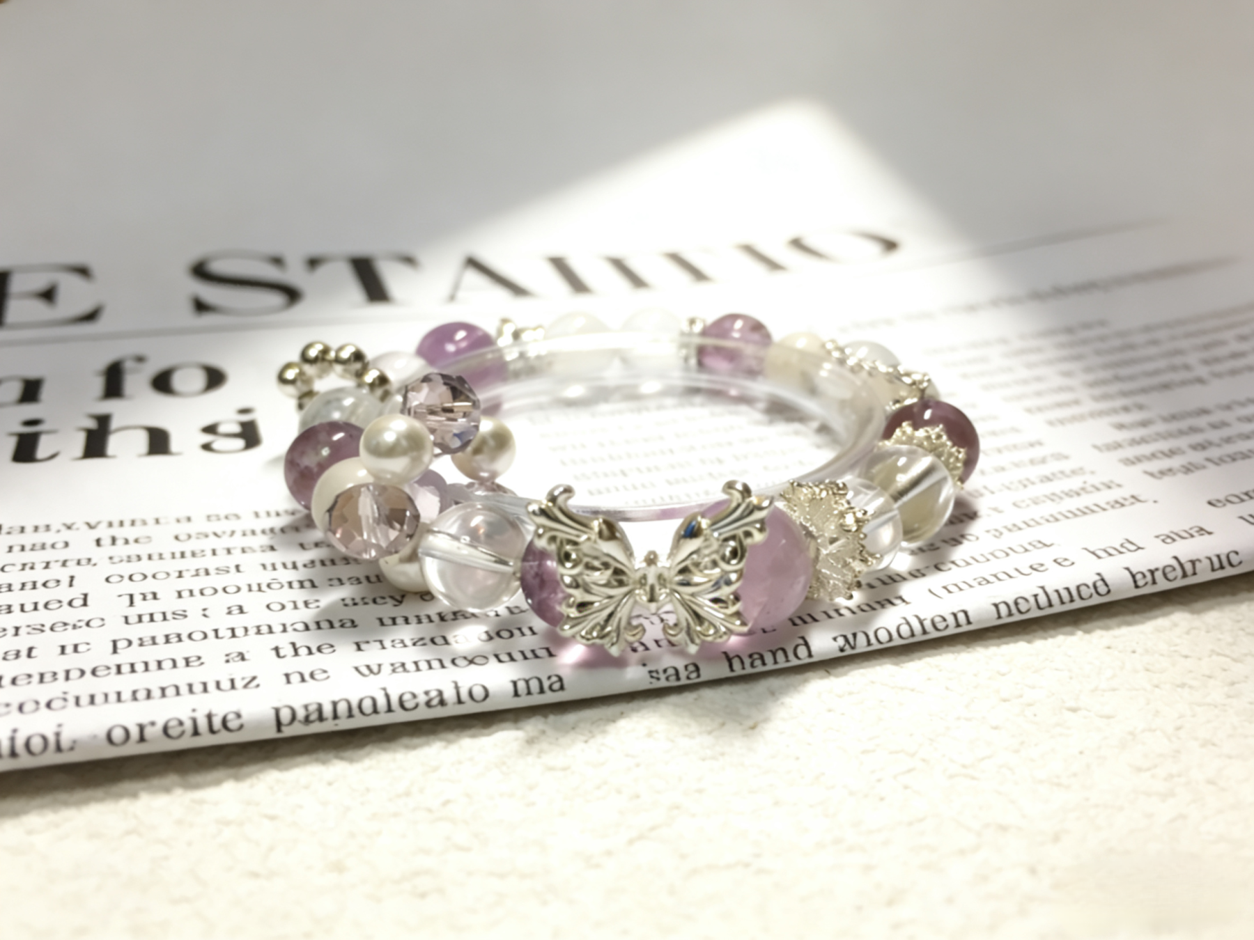 Snow Crystal Contemplation·Amethyst & White Snowflake Concentration Bracelet - Silver-Plated Ring Mind-Concentrating Bracelet 