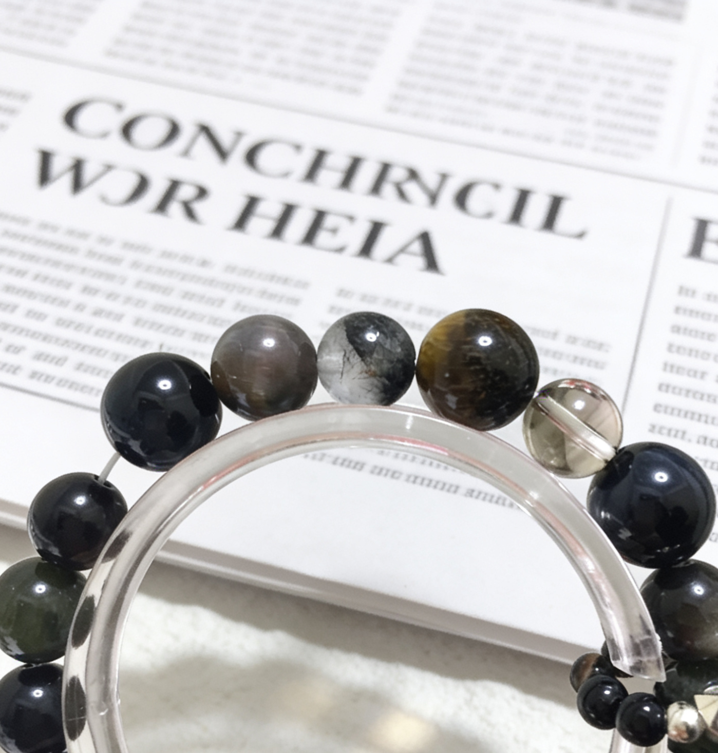 Mystic Calm Sleep·Black Tourmaline & Silver Obsidian Sleep-Aiding Bracelet - Tea Crystal Soothing Bracelet 